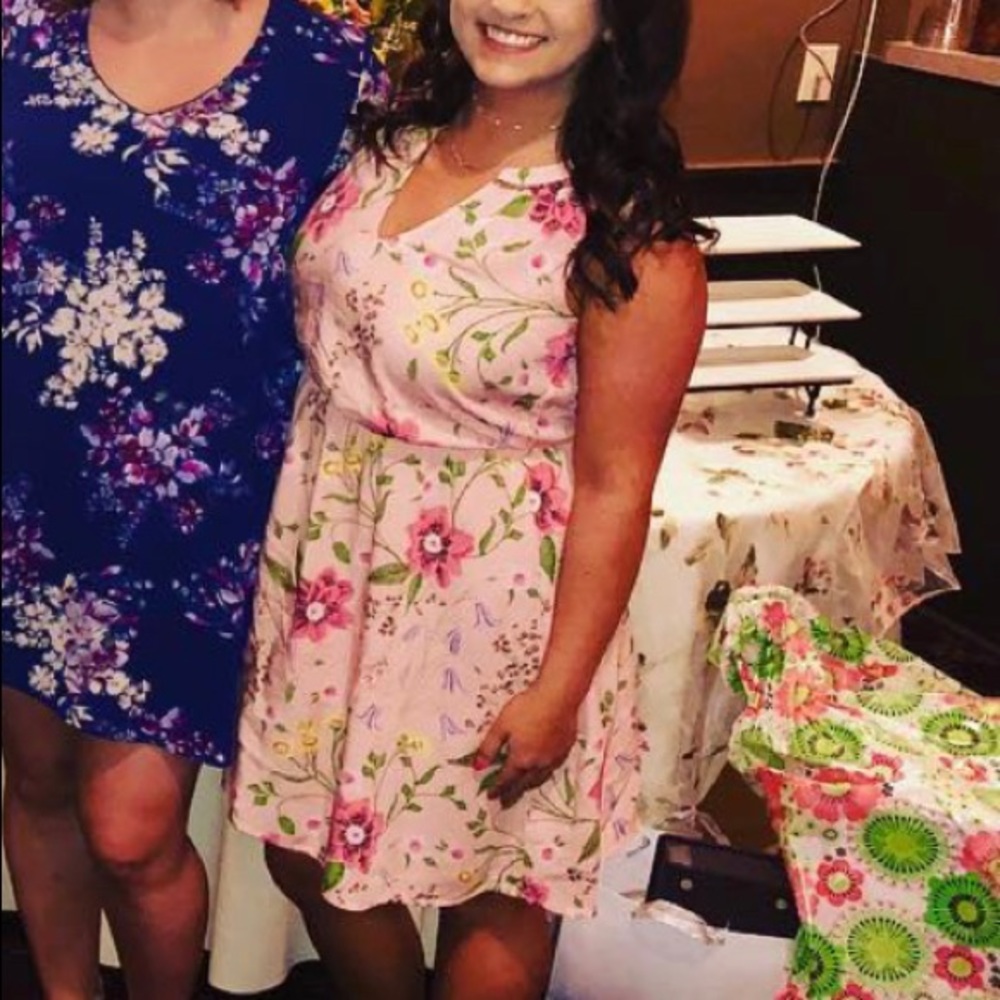 Pink floral sleeveless dress